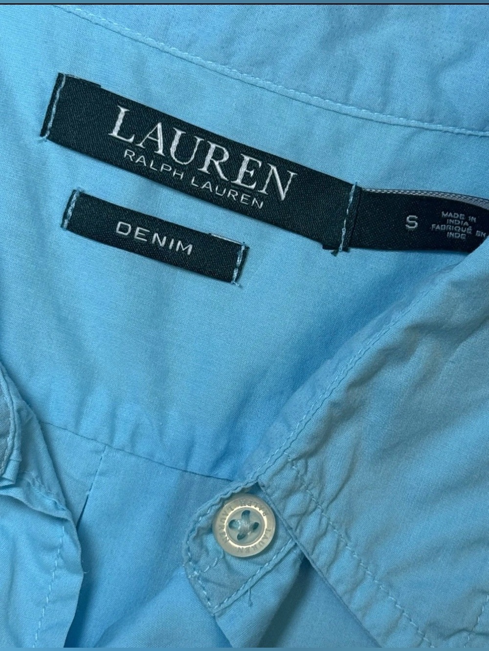 LAUREN RALPH LAUREN Womens Button Down
Short Sleeve Shirt Top Blouse Sz S Blue - Picture 4 of 9